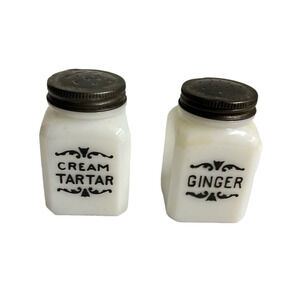 Vintage Dove Brand Milk Glass Spice Jars